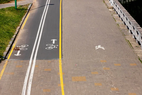 Carriles Bici Con Lugar Para Peatones — Foto de Stock