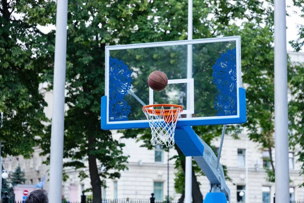 Calle Aro Baloncesto Concepto Deporte Baloncesto Callejero — Foto de Stock