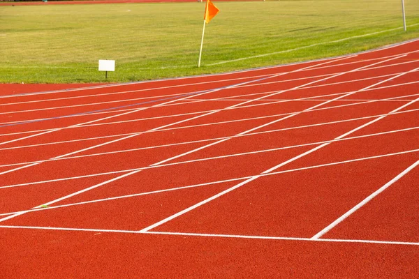 Track and field athletics, running track at the stadium.