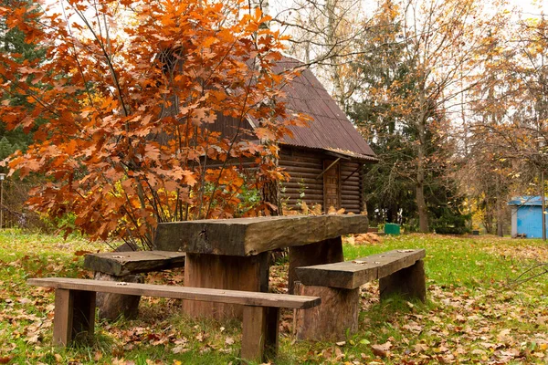 Wooden One Storey House Forest Autumn Season — Stock Photo, Image