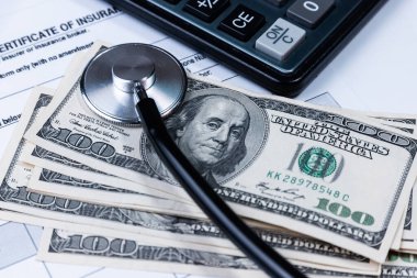 Amerikan biletleri üzerinde phonendoscope, hijyenik eşödeme kavramı