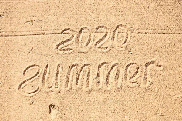 Inscription Sur Sable Jaune Été 2020 — Photo