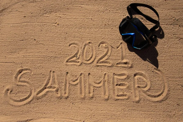 Inscription Sur Sable Jaune Été 2021 — Photo