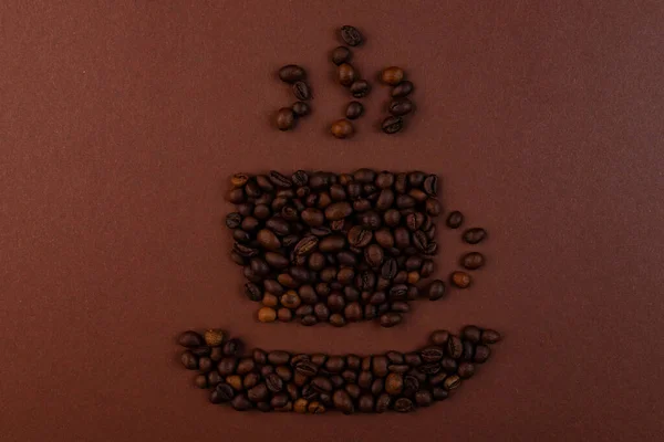 Cup of coffee beans, Made a coffee cup with coffee beans