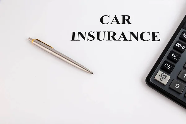 Car Insurance Concept Calculator White Background — Stock Photo, Image