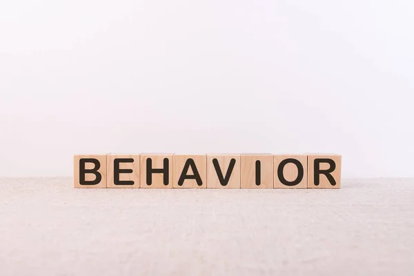 Behavior Palavra Feita Blocos Construção Branco — Fotografia de Stock