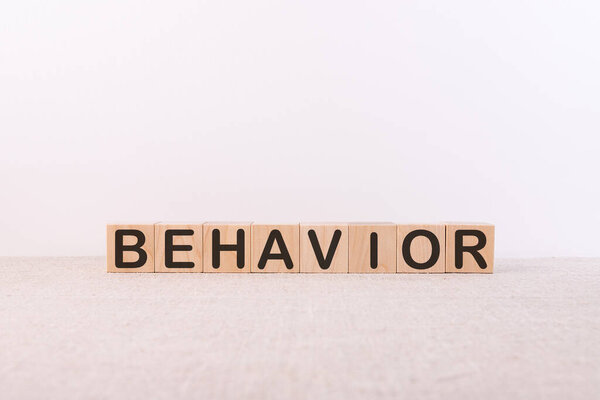 BEHAVIOR Word made of building blocks on white