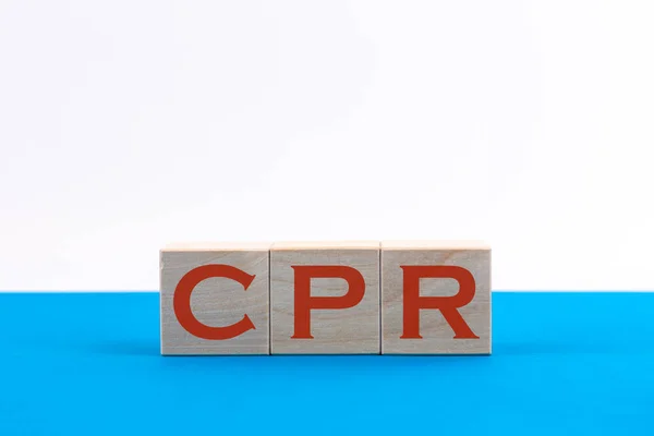 Buchstabenblock Wort Cpr Abkürzung Für Herz Lungen Wiederbelebung Auf Blauem — Stockfoto