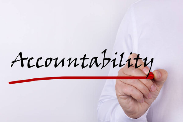 Hand writing inscription accountability with marker concept