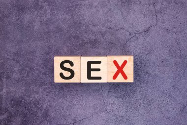 Tahta yapı taşlarından yapılmış SEX sözcüğü