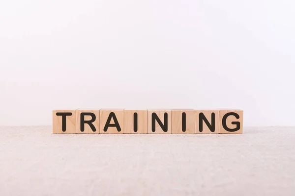 Training Word Concept Written Wooden Cubes Lying Light Table Light — Stock Photo, Image