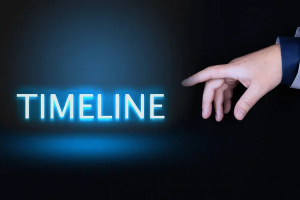 Timeline Metni Siyah Arkaplan Üzerinde Neon Harflerle Yazılmış Bir Kelimedir — Stok fotoğraf