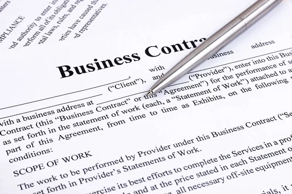 Pen Lies Contract Business Relationship Concept — Stock Photo, Image