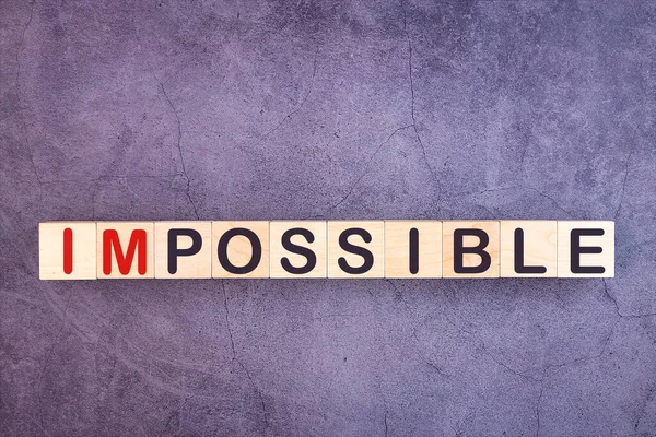 Mot Impossible Fait Avec Des Blocs Construction Bois — Photo