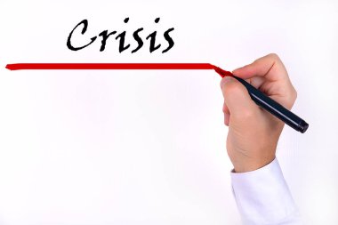 İşaretli, kavramlı el yazısı CRISIS