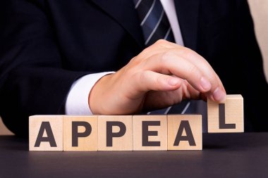 Adam ahşap bloklarla APPEAL kelimesini yaptı.