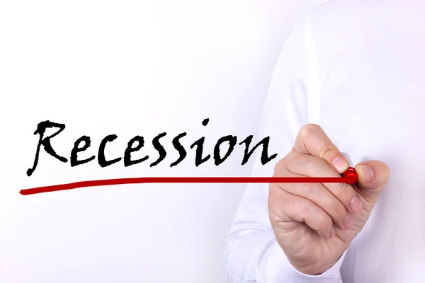 Handschriftliche Aufschrift Recession Mit Marker Konzept — Stockfoto