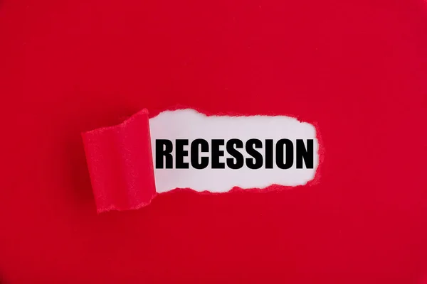 Text Wort Rezession Auf Rotem Hintergrund — Stockfoto