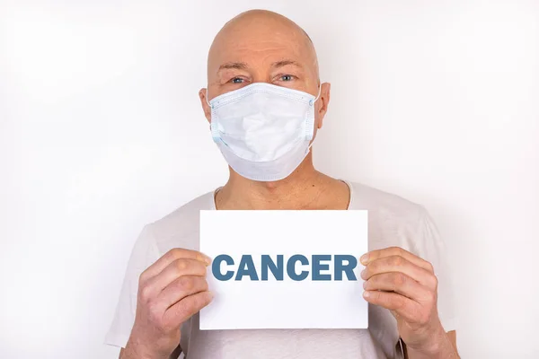 Больной Держит Планшет Текстом Рак Медицинская Концепция — стоковое фото