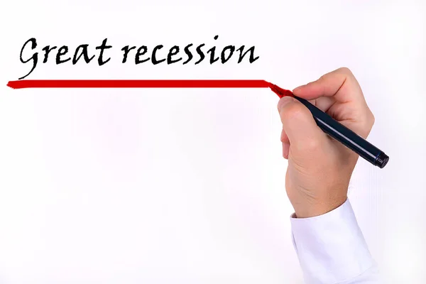 Text Globale Rezession Ist Mit Einer Markierung Auf Dem Hintergrund — Stockfoto