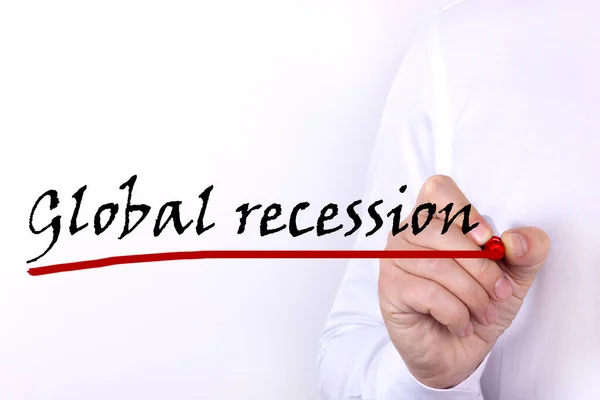 Text Große Rezession Ist Mit Einer Markierung Auf Dem Hintergrund — Stockfoto