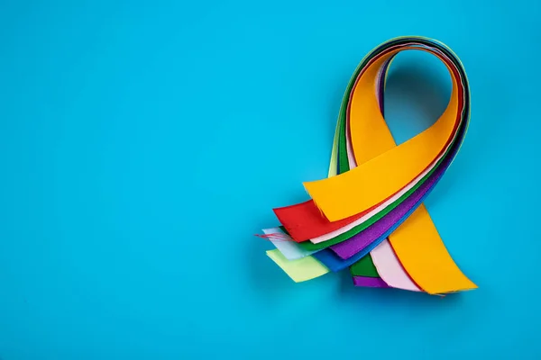 Día Mundial Del Cáncer Febrero Cintas Multicolores Símbolos Enfermedad Concepto — Foto de Stock
