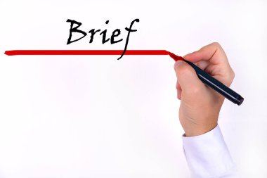 İşaretli el yazısı Brief, kavram.