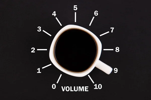 Top view of a cup of coffee in the form of volume control from minimum to maximum level