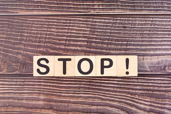 Stop Szó Készült Építőelemek — Stock Fotó