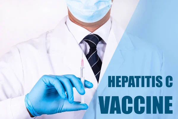 Hepatitis Texto Vacuna Está Escrito Fondo Médico Que Sostiene Una — Foto de Stock