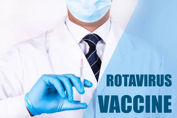 Rotavirus Impfstoff Text Ist Auf Dem Hintergrund Eines Arztes Geschrieben — Stockfoto