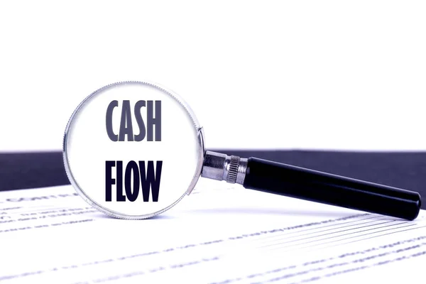 Loupe Verre Avec Texte Concept Mot Cash Flow Sur Une — Photo