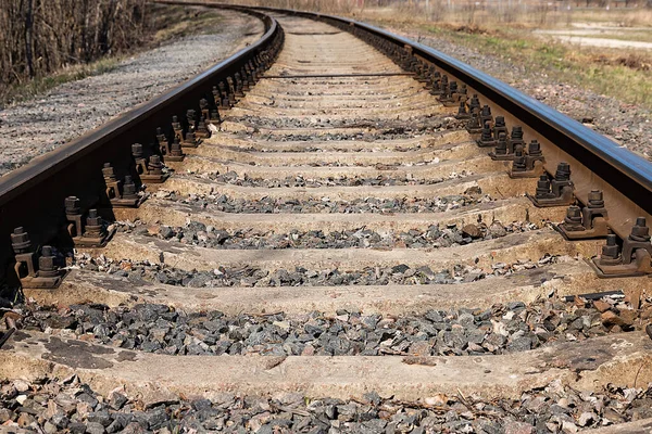 Die Länge Des Bahngleises Alte Eisenbahngleise — Stockfoto