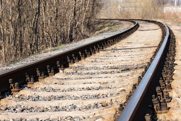 The length of the railway track. Old railroad tracks.