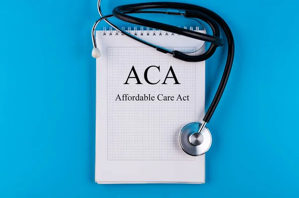 Page Aca Affordable Care Act Table Stethoscope Medical Concept — 스톡 사진