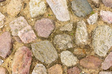 Eski şehirdeki antik taş yol. Arkaplan.