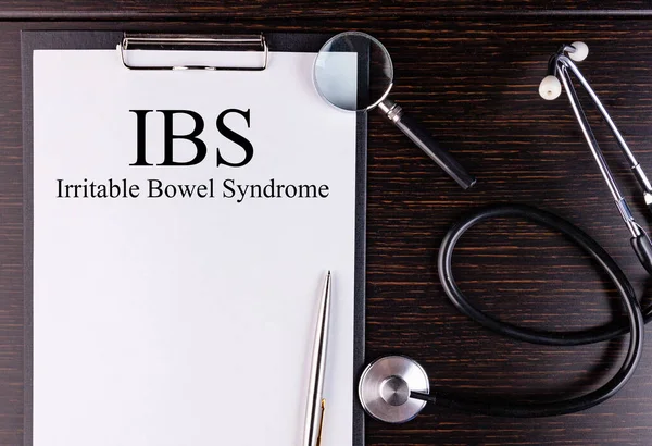 Ibs Text Written Notebook Lying Desk Stethoscope Medical Concept — Stock Photo, Image
