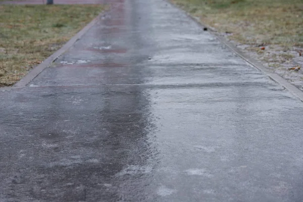 Superficie Camino Nevado Resbaladizo Día Invierno — Foto de Stock