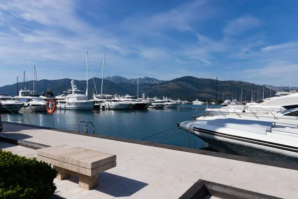 Tivat Montenegro October 2020 Lots Luxury Yachts Motor Sailing Port — Stock Photo, Image