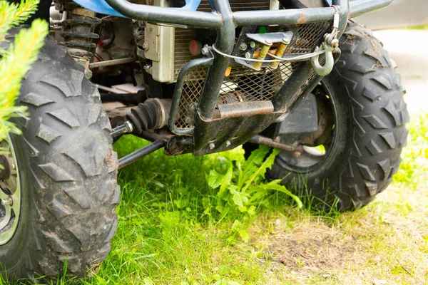 Atv Quad Bike Cor Azul Preparado Para Viagem — Fotografia de Stock