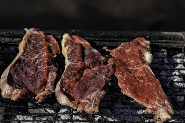 Färskt kött färdigt för grillning närbild — Stockfoto