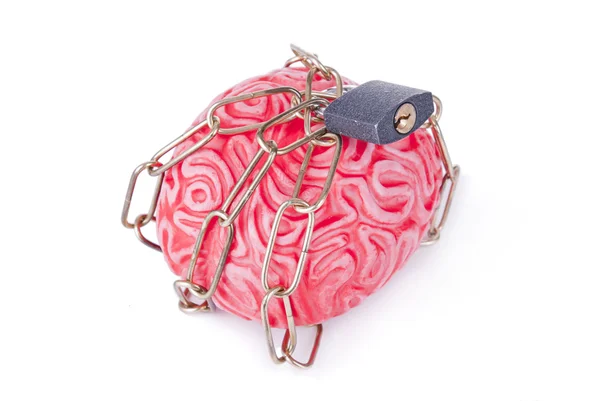 Brain locked with chain and padlock — Stock Photo, Image