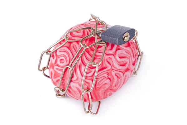 Brain locked with chain and padlock Stock Photo