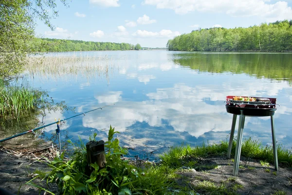 Vista à beira do lago na primavera — Fotografia de Stock