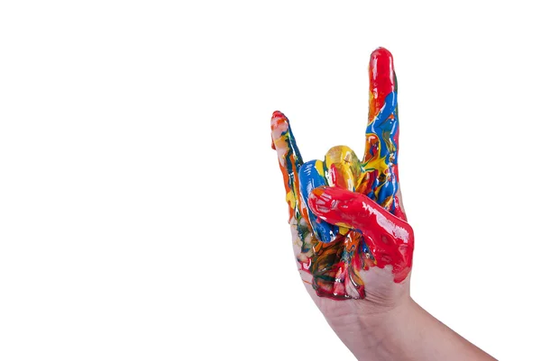 Colorful hand horns gesture — Stock Photo, Image