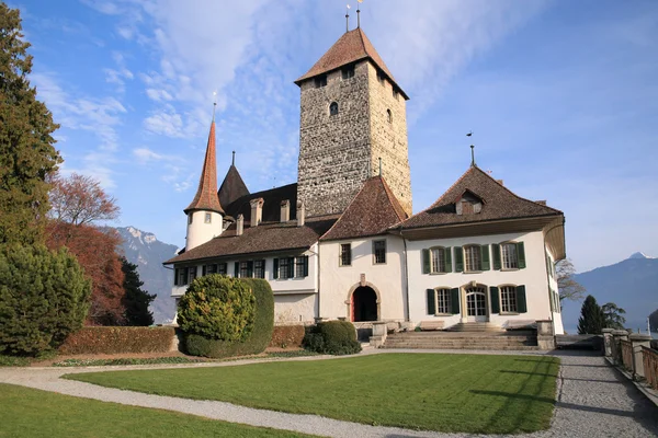 Mittelalterliche Burg Spiez in der Schweiz — Stockfoto