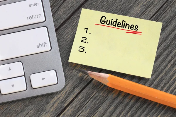 Guidelines message on a note — Stock Photo, Image