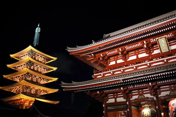 Verlichte Asakusa Tempel — Stockfoto