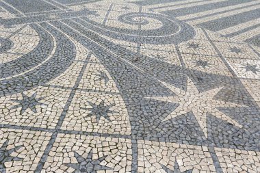 Lizbon, Portekiz 'deki Rose Compass pazar meydanının parke desenleri 