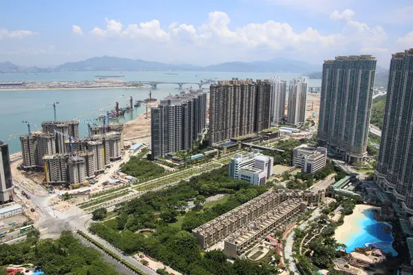 Hong Kong Agosto 2020 Paisaje Urbano Bahía Tung Chung Hong — Foto de Stock